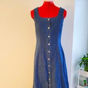Vintage 90’s Laura Ashley Midi Jumper Denim Dress